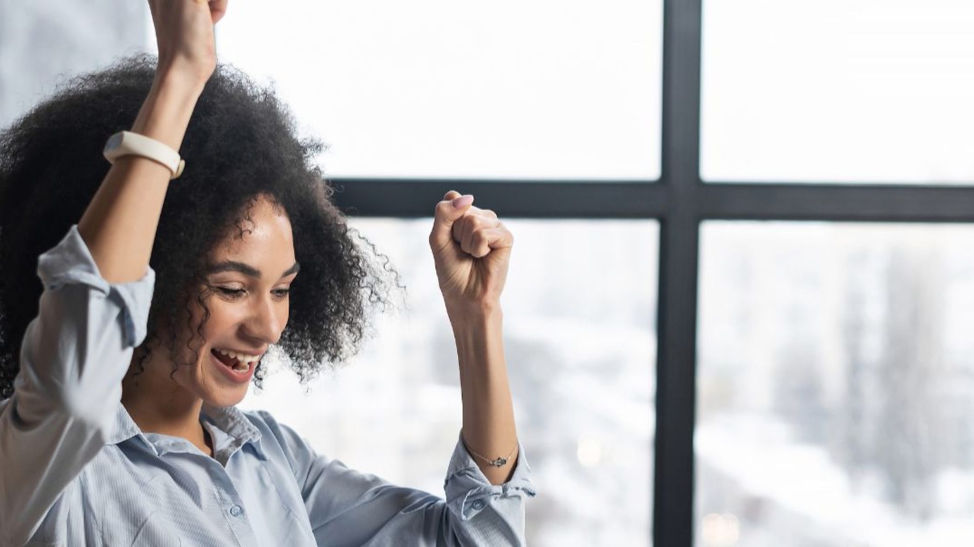 Someone celebrating a victory they managed to achieve.